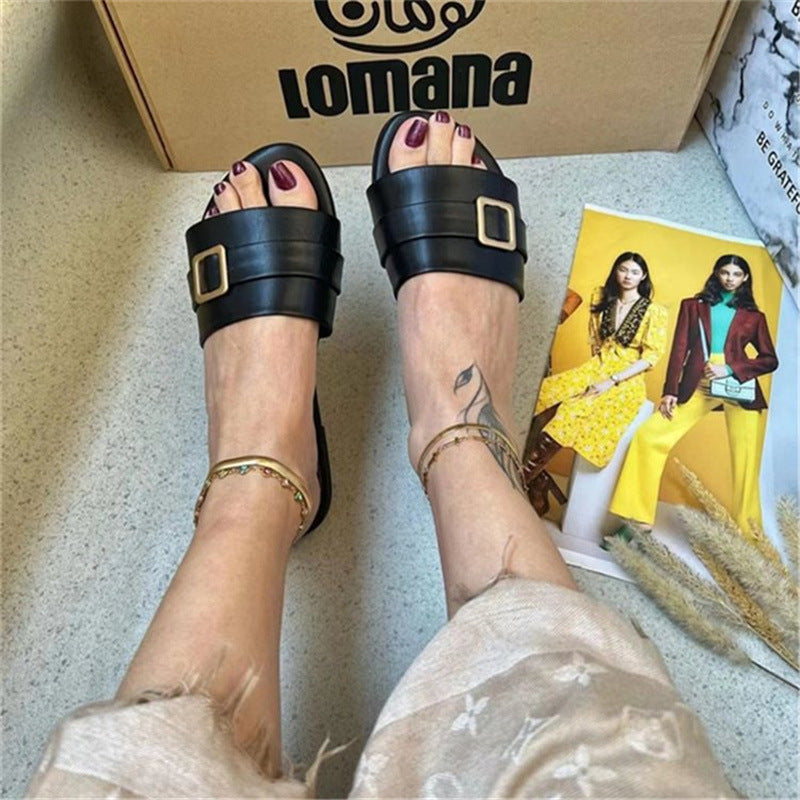 Damen modische Riemchen-Sandalen mit elegantem Schnallen-Detail R&B