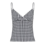 Damen V-Ausschnitt Vichy-Trägertop mit Spitzendetails R&B