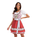 Damen nan kurzes traditionelles Dirndlkleid mit Spitzenbluse, Schnürung und dekorativer Schürze R&B