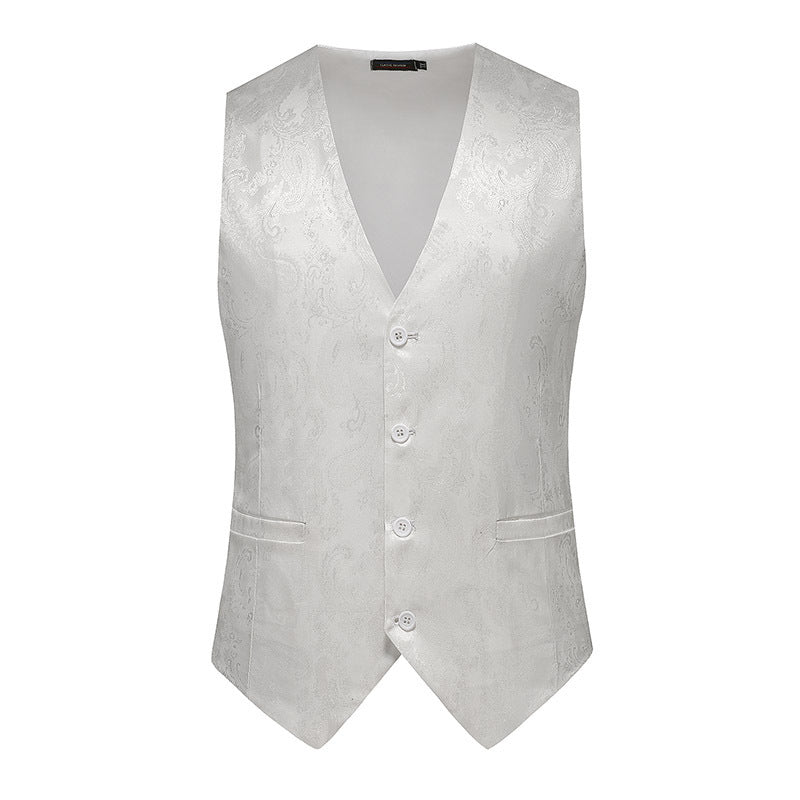 Herren nan feine Jacquard-Anzugweste mit V-Ausschnitt, Zierknöpfen und schmaler Silhouette R&B