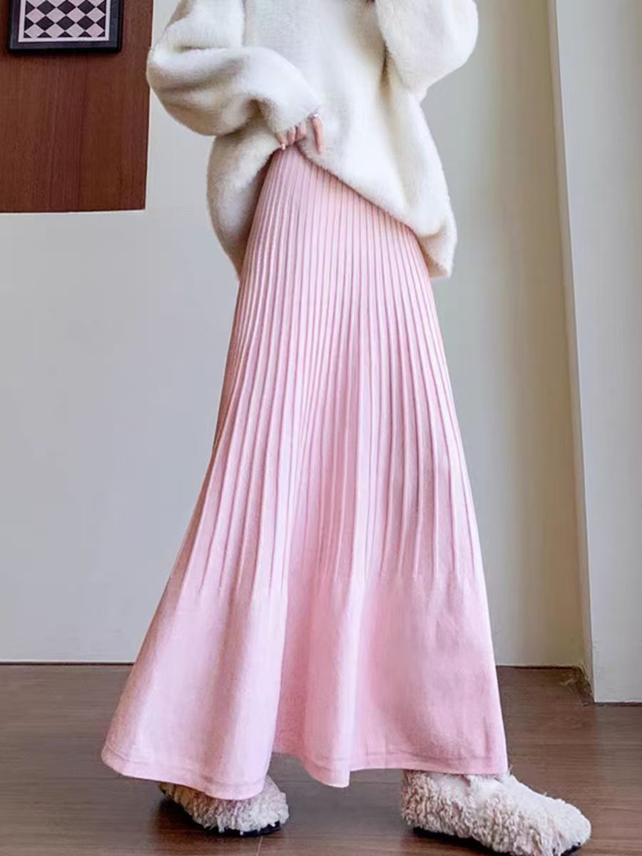 Damen eleganter Faltenrock mit hohem Bund R&B