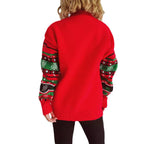 Damen Weihnachtspullover mit fröhlichem Rentier-Motiv und auffälligem Strickmuster R&B