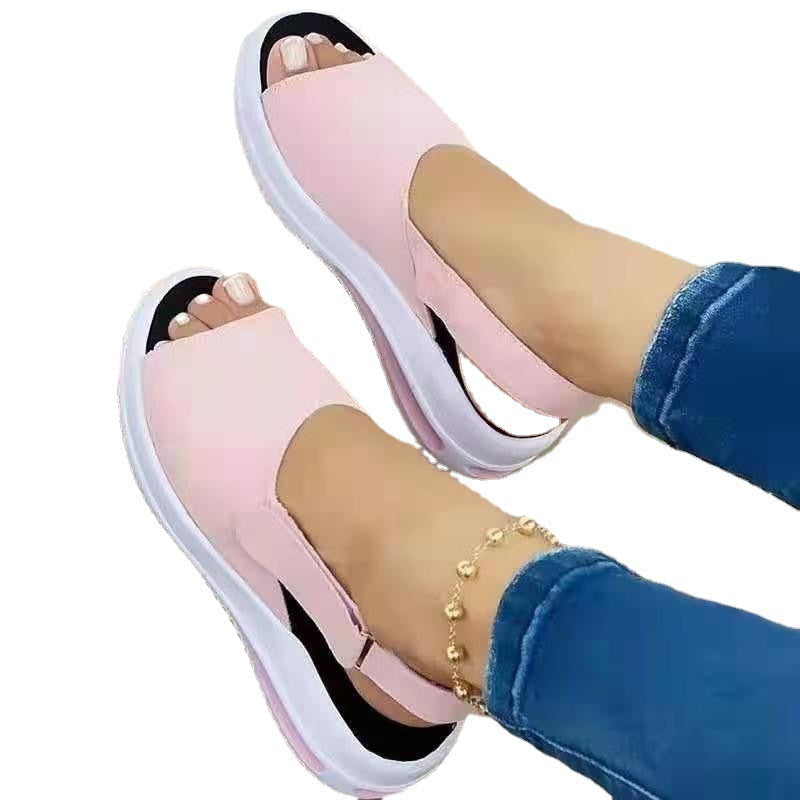 Damen Komfortable Keil-Sandalen mit elastischem Riemen
