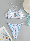 Damen Bikiniset mit verstellbaren Trägern und floralem Musterdruck R&B