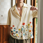 Herren Kurzarmhemd mit floralem Muster und hochwertigem Stoff R&B