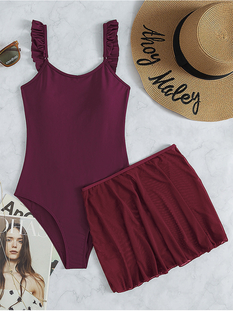 Damen eleganter Strandcover-Up mit Rüschendetails R&B