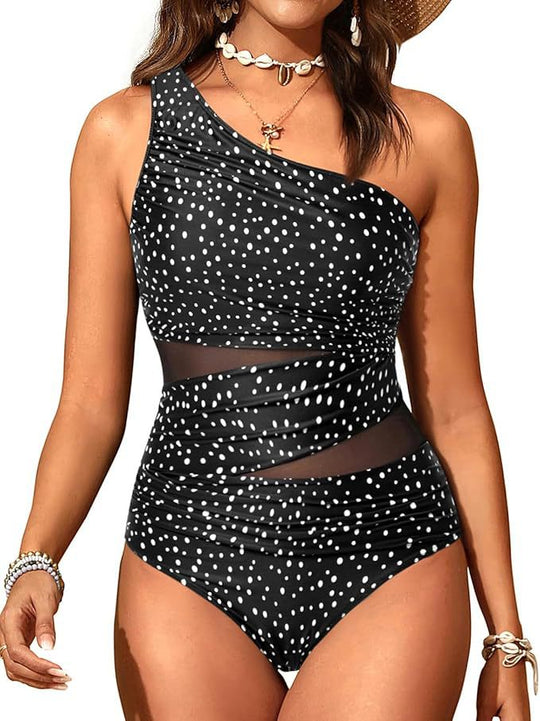 Damen stilvoller Badeanzug mit asymmetrischem Schnitt R&B