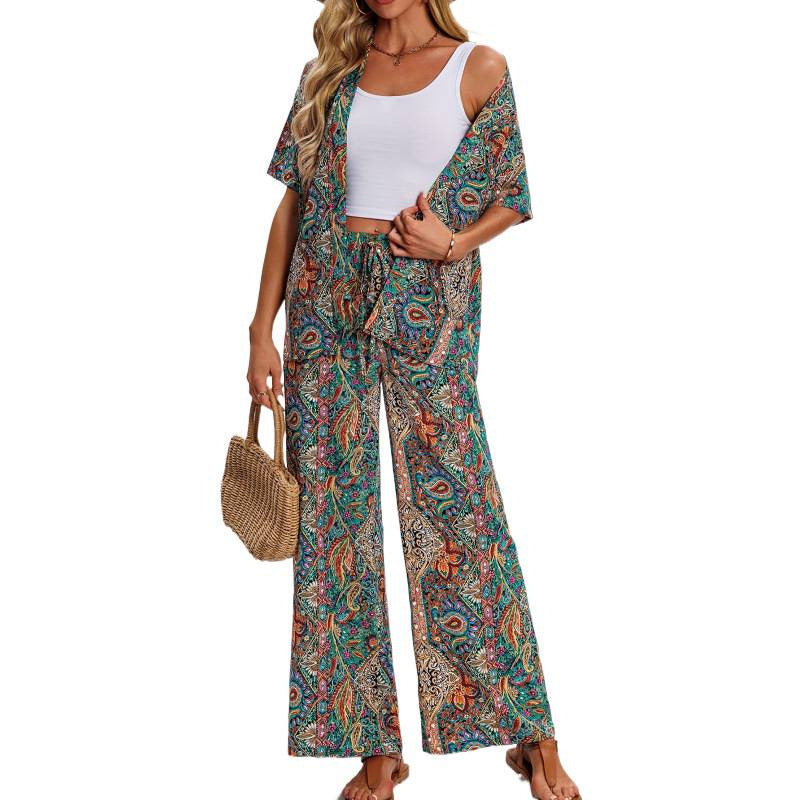 Damen Kurzarm-Overall mit Rüschendetails und Bindegürtel R&B
