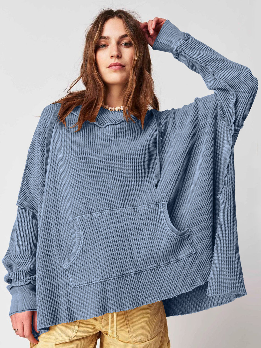 Damen Lässiger Hoodie mit strukturiertem Design und praktischer Kängurutasche R&B
