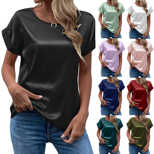 Damen Elegantes Kurzarmshirt aus hochwertigem Satinmaterial R&B