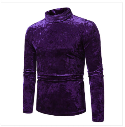 Herren eleganter Rollkragenpullover aus luxuriösem Samtstoff R&B
