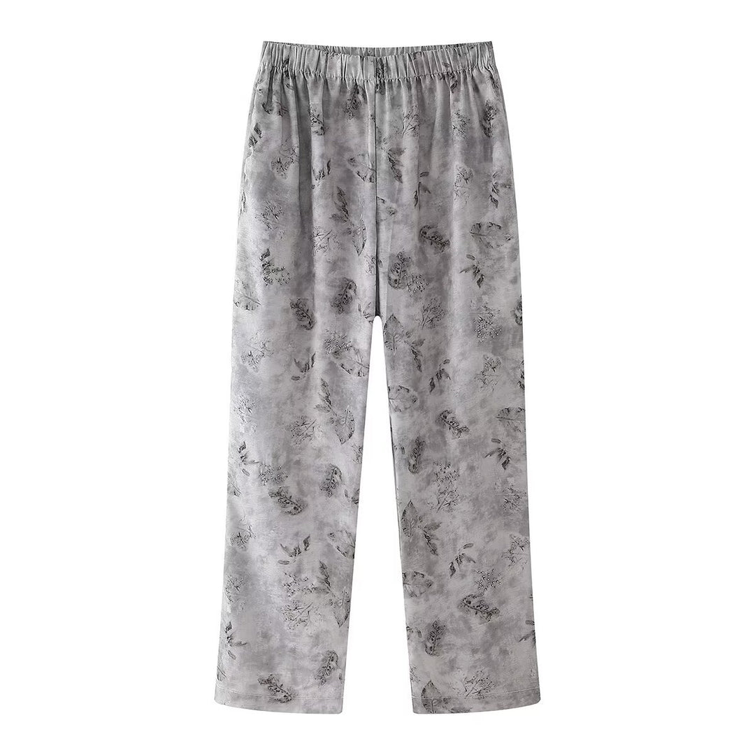 Damen Fließende Druckhose mit elastischem Bund R&B