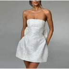 Damen kurzes Kleid mit strukturiertem Oberteil und verspieltem Schleifendetail R&B