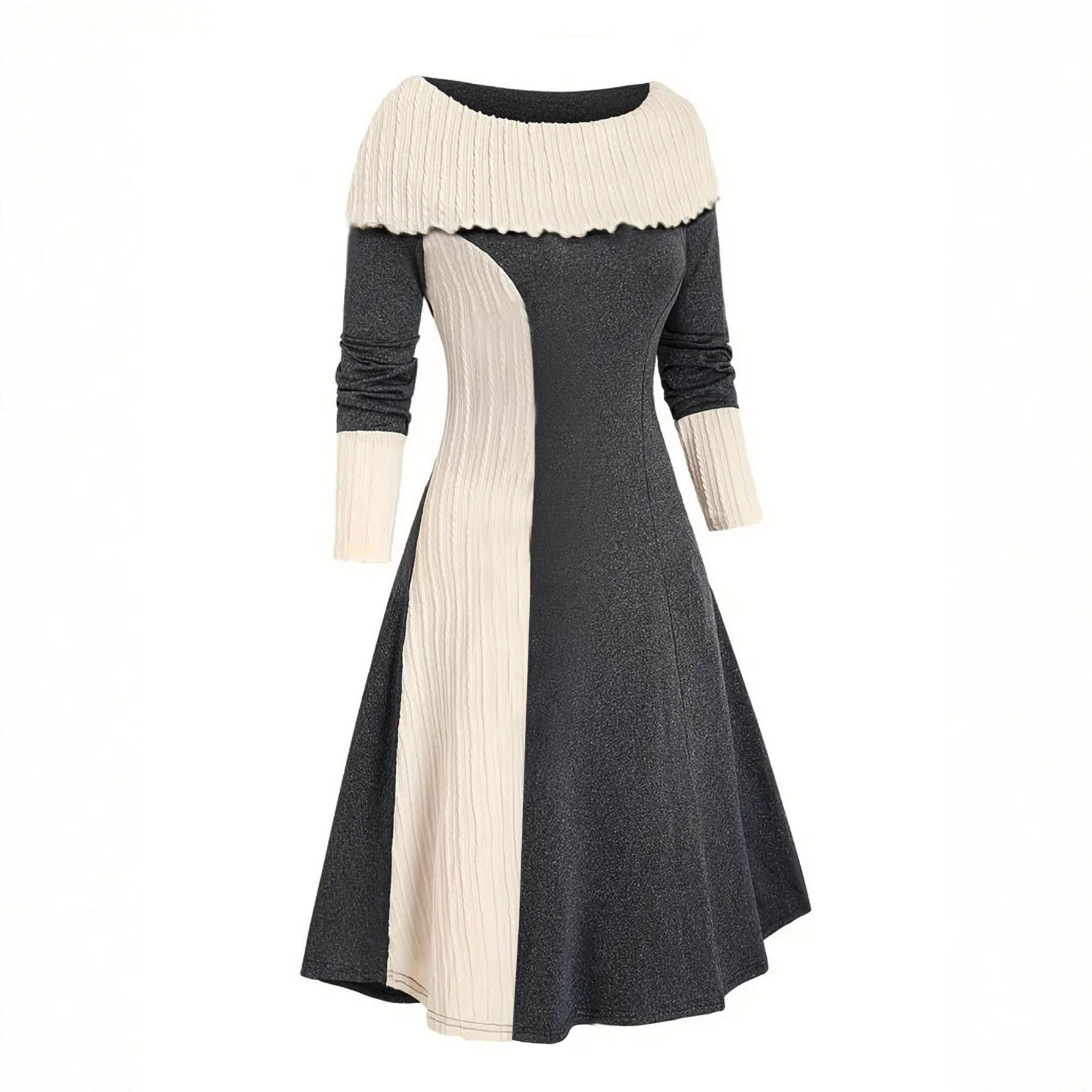 Damen Kleid mit asymmetrischem Schnitt und strukturiertem Kragen