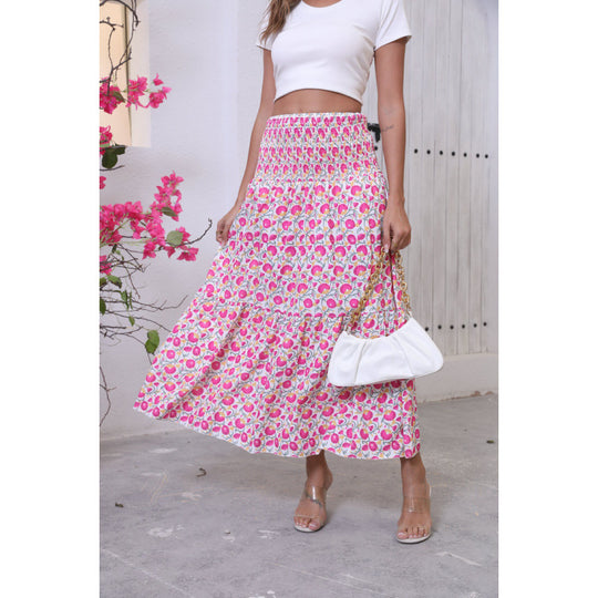Damen Maxi-Rock mit voluminösen Rüschendetails und knöchellanger Passform R&B