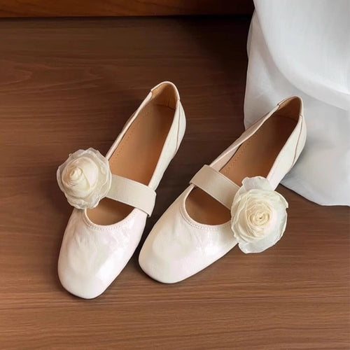 Damen Ballerina-Schuhe mit floralem Applikationsdesign und verstellbarem Riemen R&B