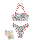 Damen Bandeau-Bikini mit floralen Akzenten und Rüschen R&B