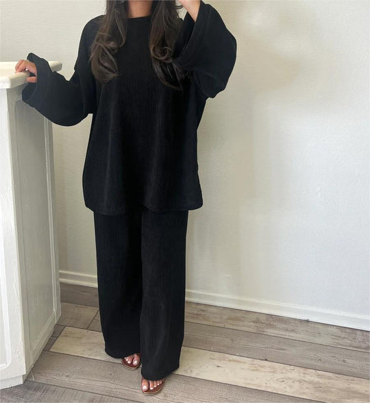 Damen Bequemes und stylisches Lounge-Set aus Rippstrick R&B