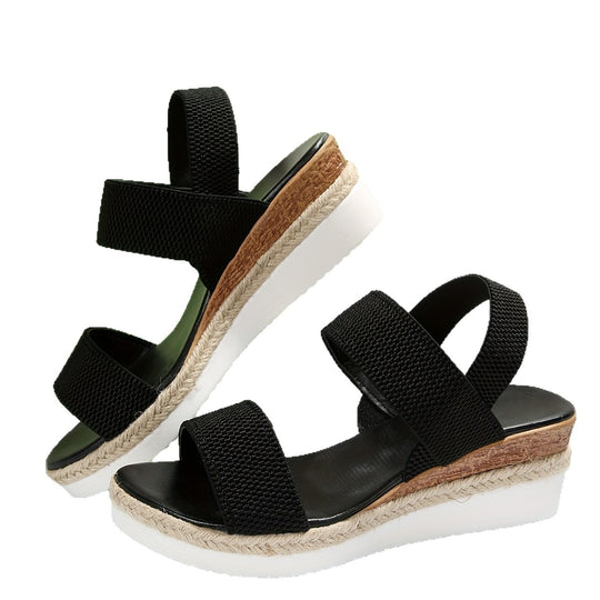 Damen Komfortable Wedge-Sandalen mit elastischen Riemen und modischem Design R&B