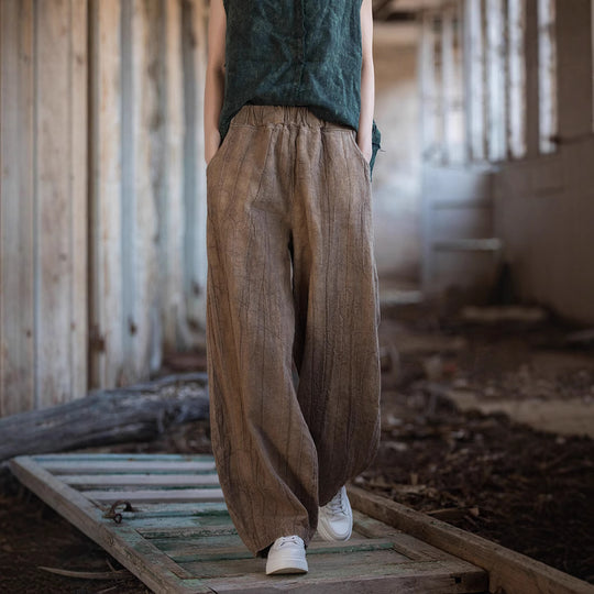 Damen weite Hose mit strukturierter Oberfläche R&B