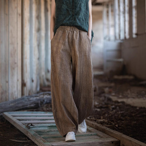 Damen weite Hose mit strukturierter Oberfläche R&B