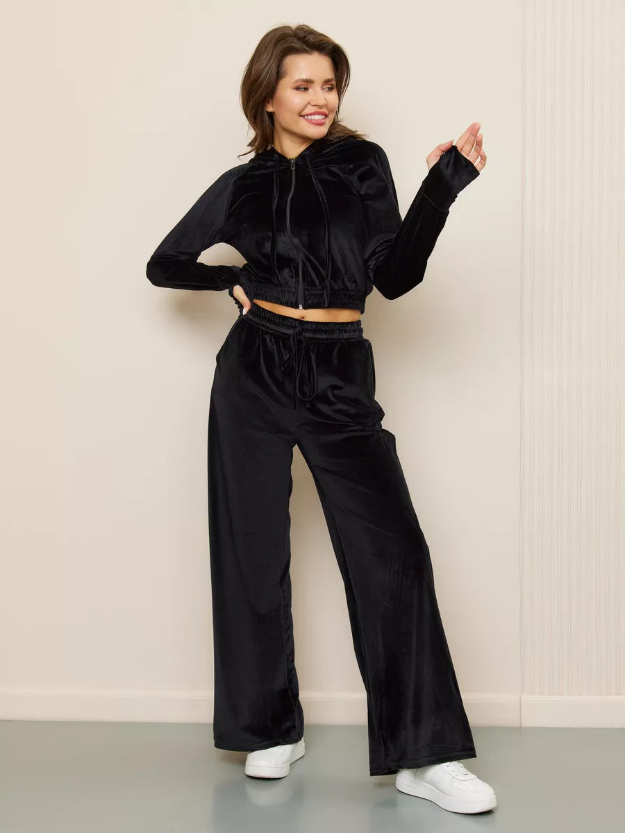 Damen Luxuriöses Fleece-Loungewear-Set mit Kapuze und lockerer Passform R&B