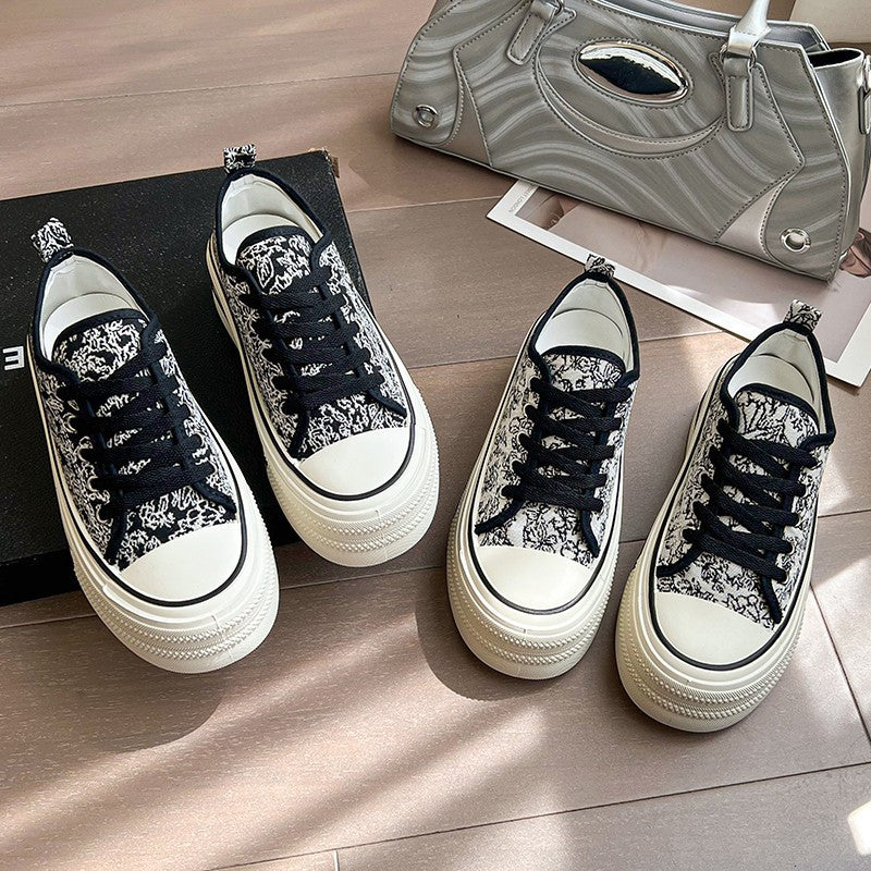 Damen Plateausneaker mit kreativem Muster und stabiler Gummisohle R&B