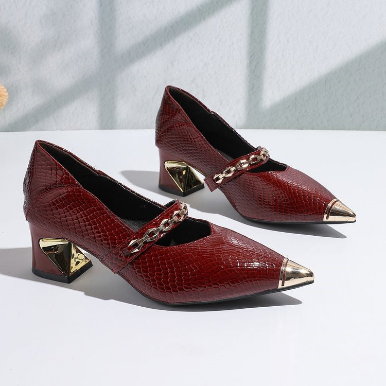 Damen elegante Slingback-Pantoletten mit modischer Kettenverzierung R&B