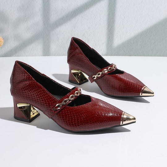 Damen elegante Slingback-Pantoletten mit modischer Kettenverzierung R&B