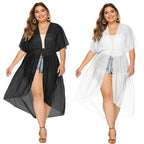 Damen eleganter transparenter Strandkimono R&B