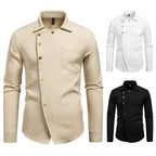 Herren elegantes Hemd mit asymmetrischem Knopfdesign R&B