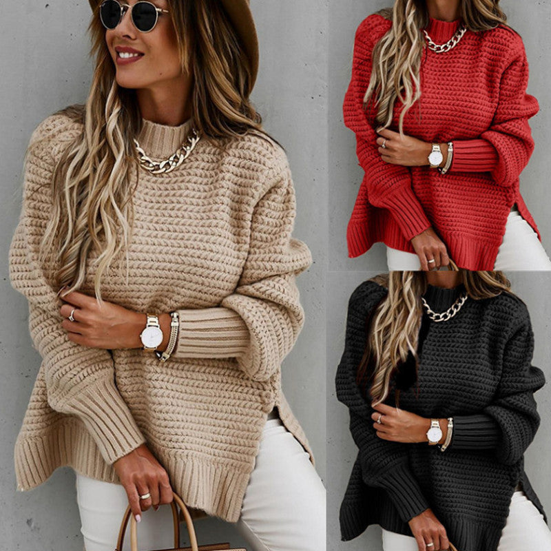 Damen Strickpullover mit strukturiertem Muster und weitem Schnitt R&B