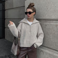 R&B | Rippstrickpullover mit Reißverschluss Weich und Warm Lässig Schick
