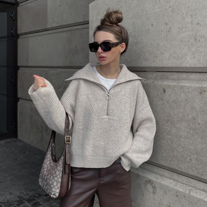 R&B | Rippstrickpullover mit Reißverschluss Weich und Warm Lässig Schick