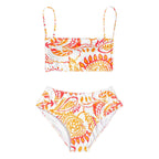 Damen Triangel-Bikini mit fröhlichem Blumenmuster und eleganten Rüschendetails