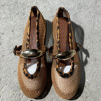 Damen Ballerinas mit modischem Netzdesign und dekorativem Riemchen R&B
