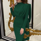 Damen Elegantes Wickelkleid mit Raffungen und langem Schnitt R&B