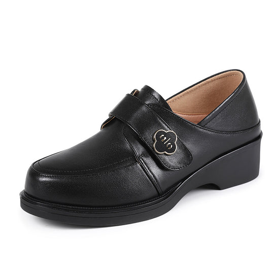 Damen Mokassins mit elegantem Riemen und dämpfendem Blockabsatz R&B