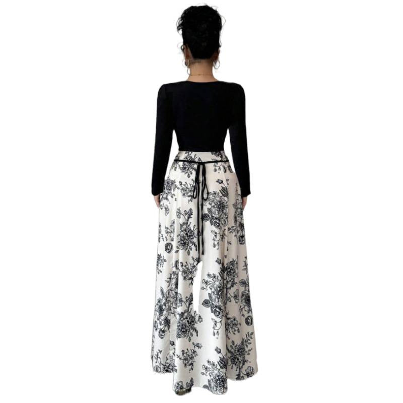 Damen Maxirock mit floralem Design und elastischer Taille R&B
