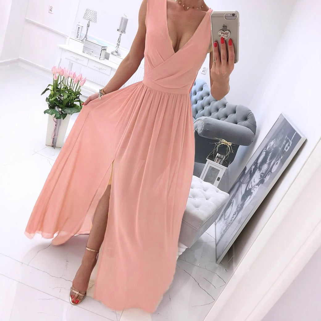 Damen Elegantes Maxikleid mit raffiniertem Wickeldesign und fließendem Stoff R&B