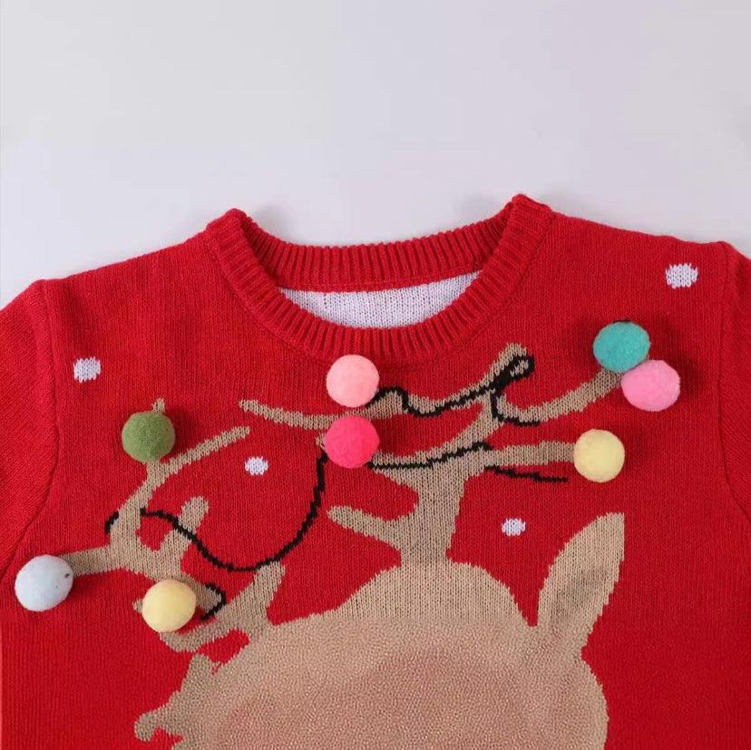 Damen Weihnachts-Pullover mit 3D-Rentier-Motiven R&B