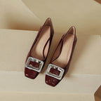 Damen elegante Blockabsatzpumps mit funkelnder Schnallenapplikation