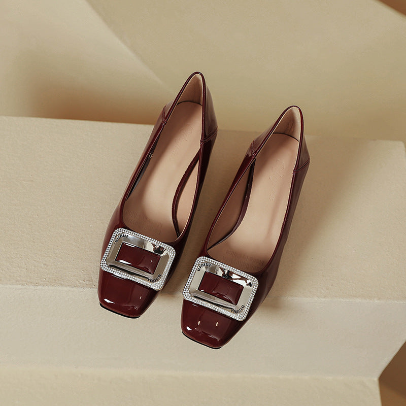 Damen elegante Blockabsatzpumps mit funkelnder Schnallenapplikation