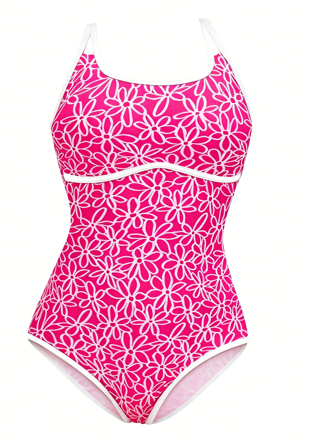 Damen Sportlicher Einteiler Badeanzug mit floralem Muster R&B