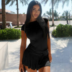 Damen Kurzarmkleid mit asymmetrischem Schnitt R&B