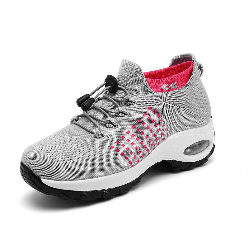 Damen nan leichte atmungsaktive Strick-Sneaker mit Luftkissen und hohem Sockenkragen R&B