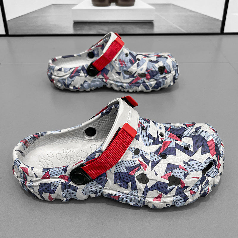 Damen modische Clogs mit einzigartigem grafischen Design und verstellbarem Riemen