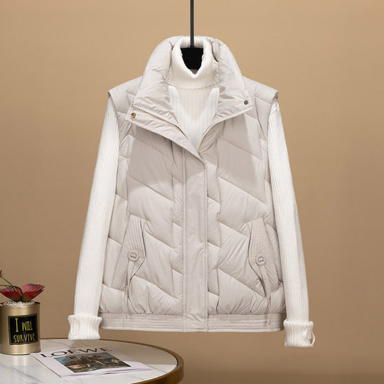 Damen Modische und funktionale Steppjacke mit hohem Kragen und Taschen R&B