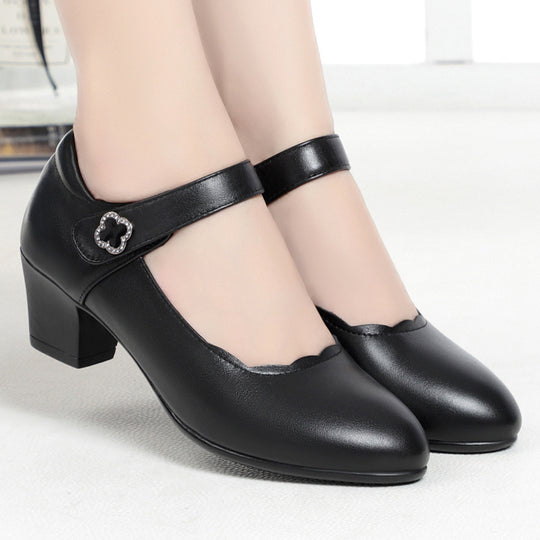 Damen Elegante Mary Jane Pumps mit dekorativem Riemen und komfortablem Blockabsatz Heidi-Mode