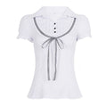 Damenbluse mit Rüschendetails und kontrastierendem Halsband R&B